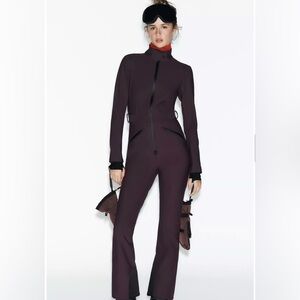 New with tags! Zara burgundy Long-Sleeve ski Jumpsuit.